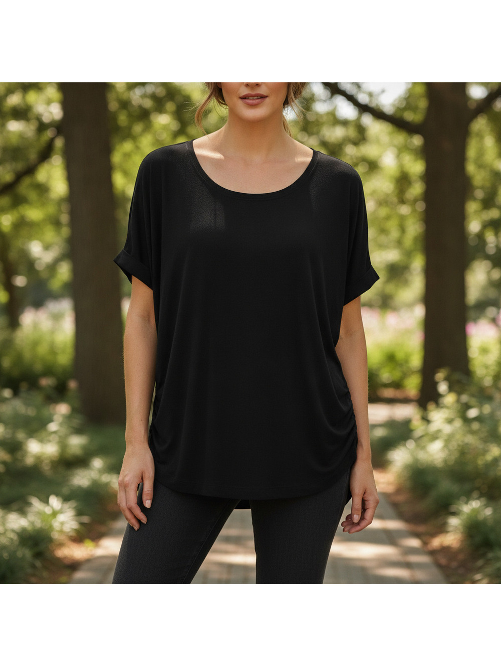 Old Navy Active Black Loose Fit Lightweight Top, Size Large, Polyester-Spandex